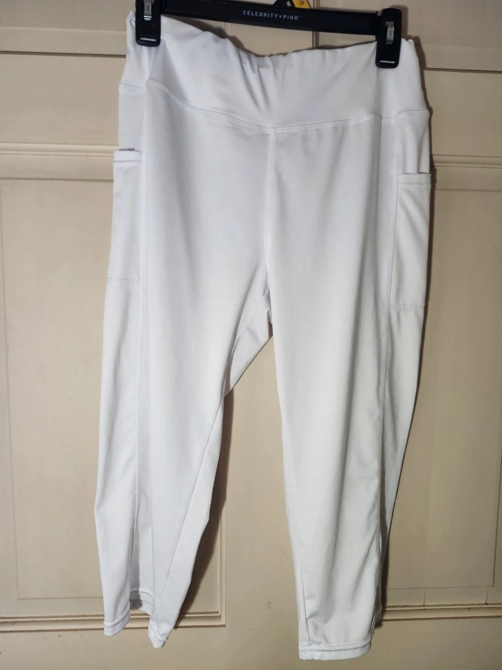 Shein White Capri Leggings with Pocket Detail